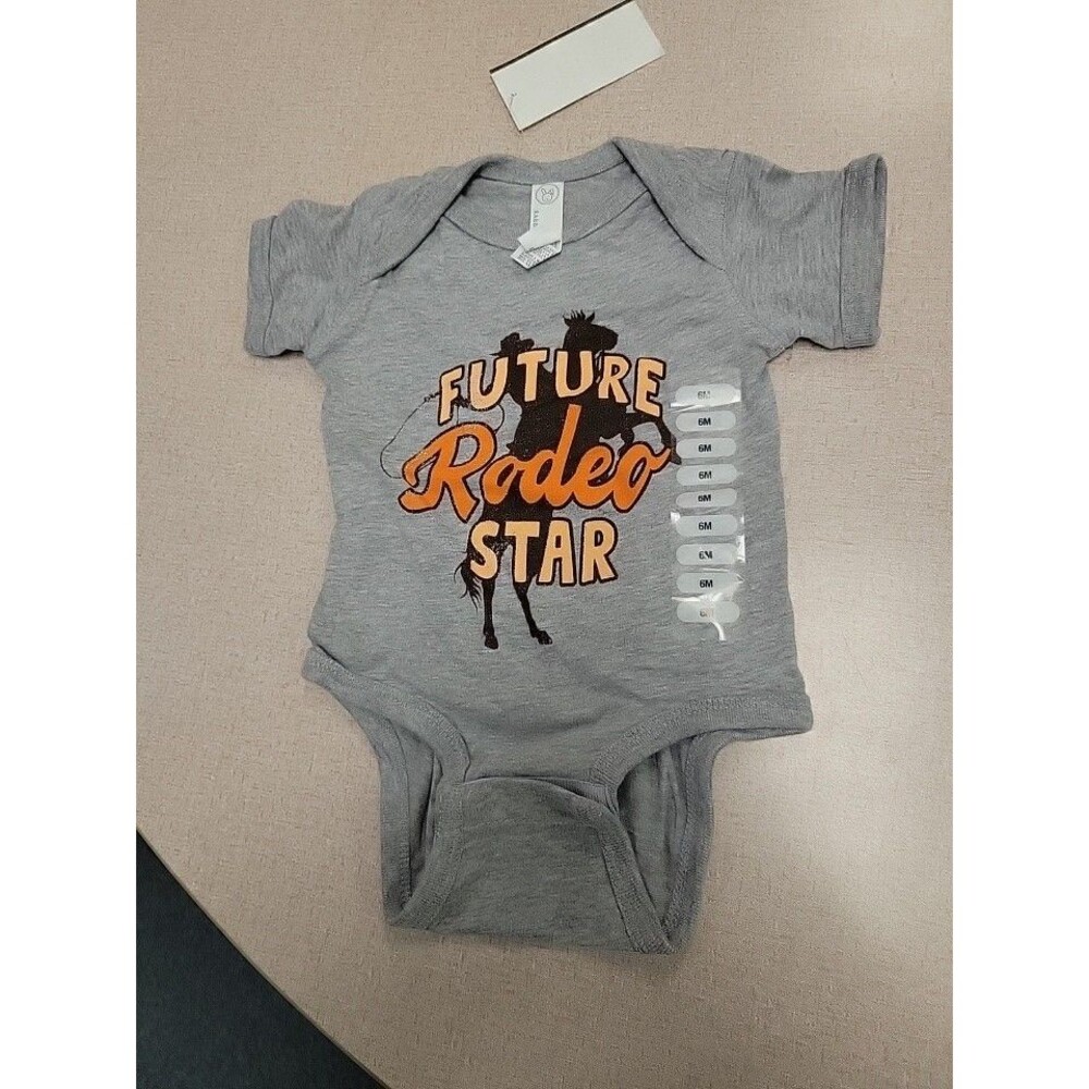Rabbit Skins Boys Gray Short Sleeve Bodysuit 6 months NWT